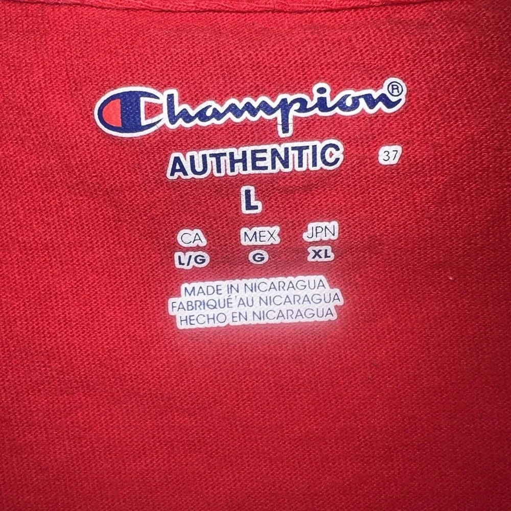 VTG Champion Rutgers Scarlet Knights T‎ Shirt Men's Size L Red Embroidered Tee